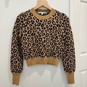 Veronica Beard cheetah print puff shoulder sweater